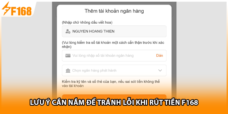 Lưu ý cần nắm để tránh lỗi khi rút tiền F168
